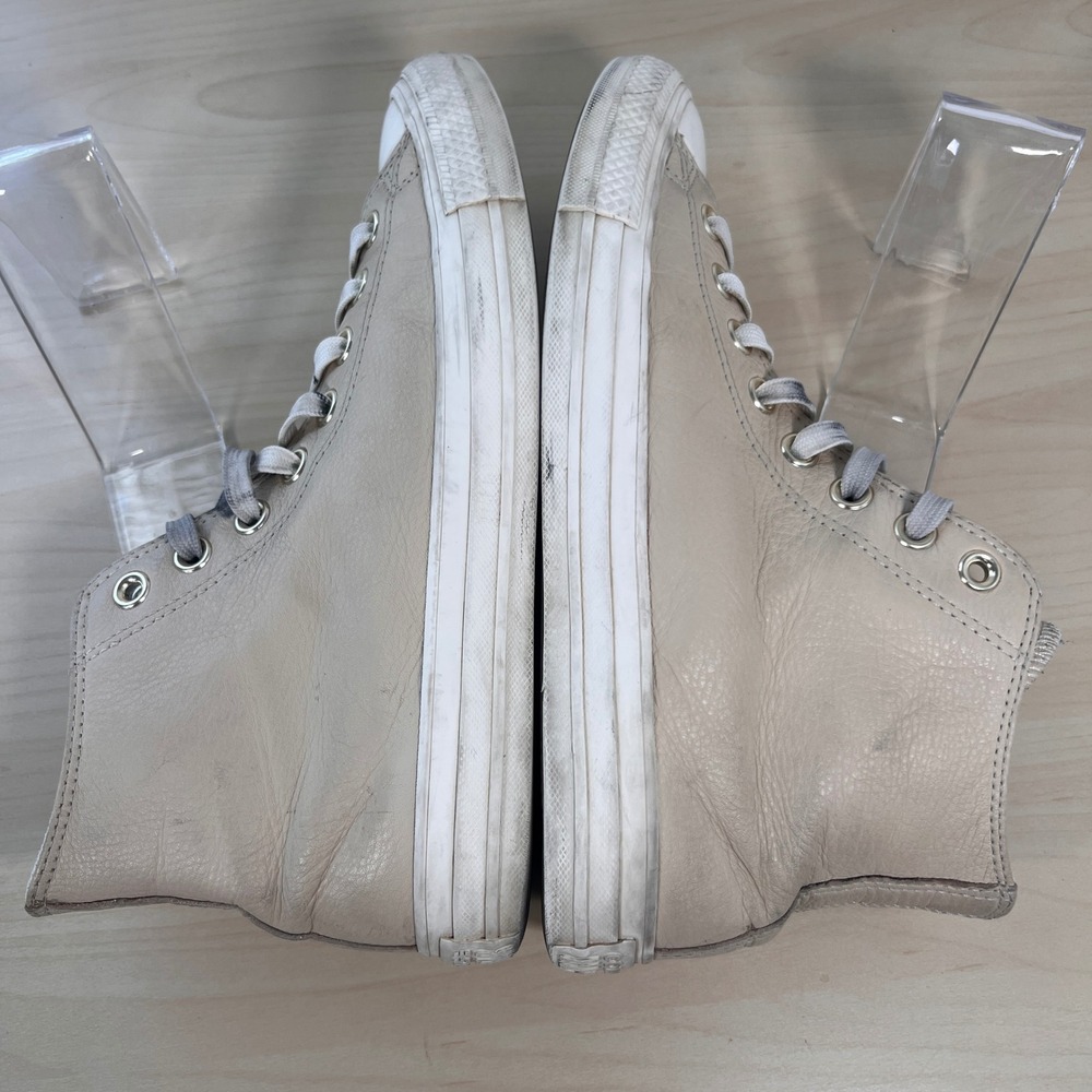 Converse Chuck Taylor All Star Women 9.5 Beige Leather High Top A03734C - Picture 8 of 10